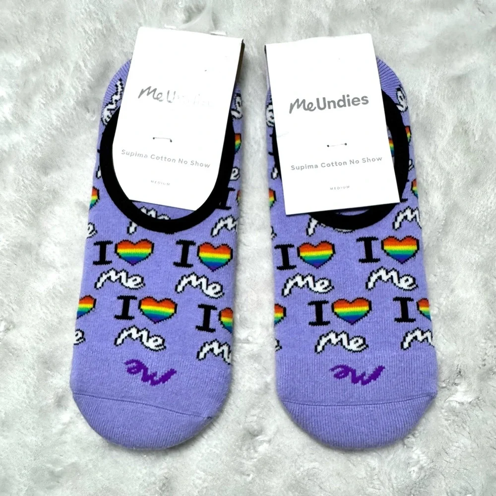 NWT- MeUndies Pima Cotton Lavender Rainbow Love No Show Seamless Sock Bundle